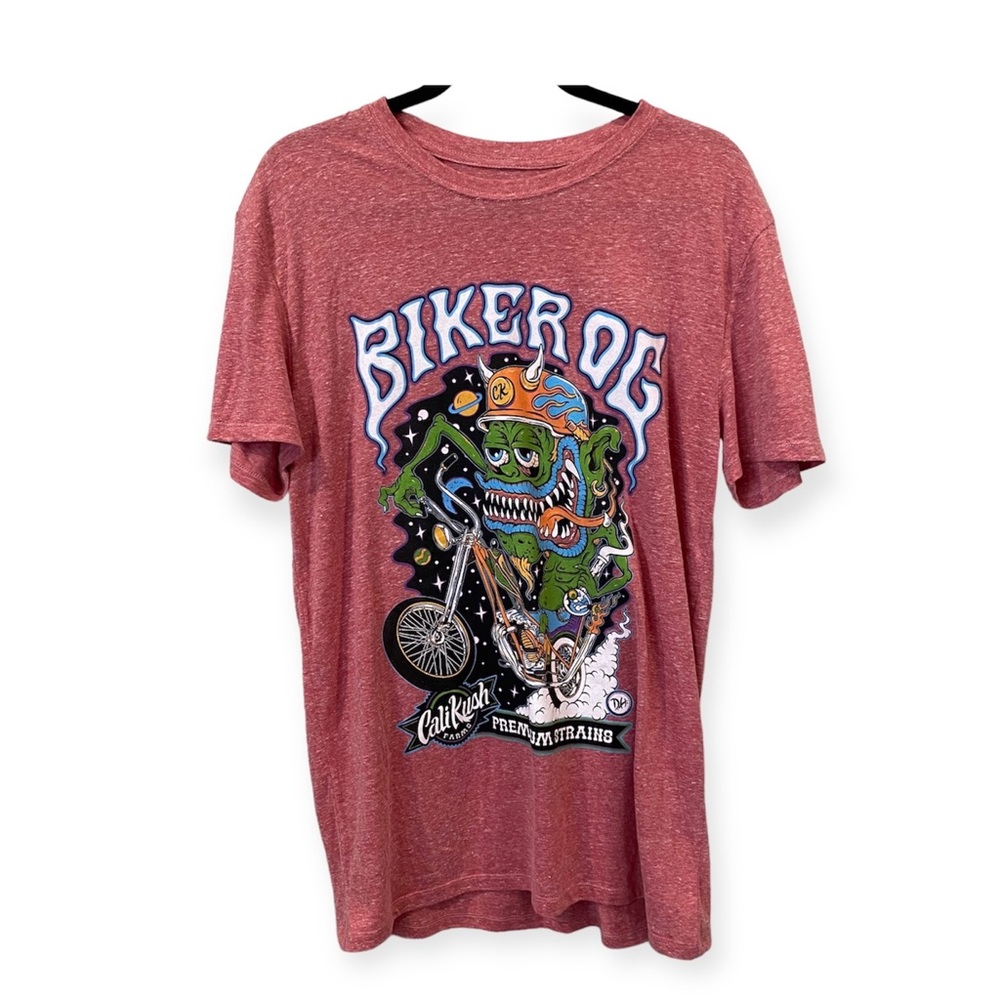 CaliKush Farms Biker OG Premium Strains Graphic T-Shirt Red Medium